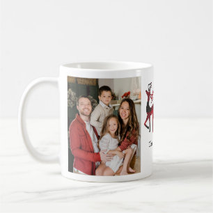Caneca De Café Xadrez Reindeer com Foto de Natal Feliz