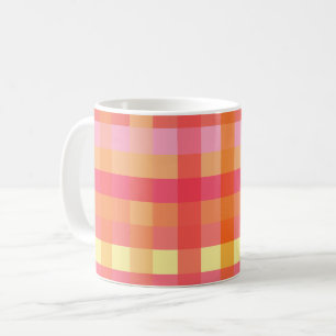 Caneca De Café Xadrez rosa e laranja