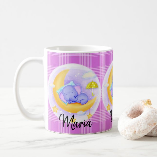 Caneca De Café Xadrez Roxo-Elefante (Com Donut)