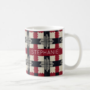 Caneca De Café Xadrez Rustic Knit Snowflake - Cozy Winter Boho