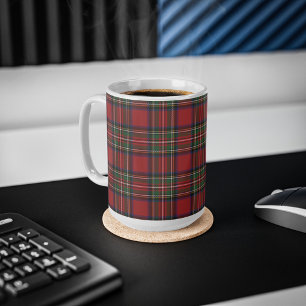 Caneca De Café Xadrez Rustic Red Stewart Aniversário Tartan