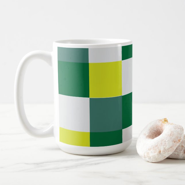 Caneca De Café Xadrez Tartan Verde (Com Donut)