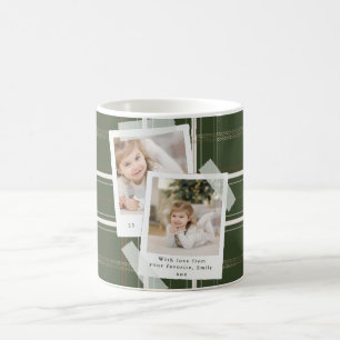 Caneca De Café Xadrez tradicional Cozy Cabin Green Check Fotograf