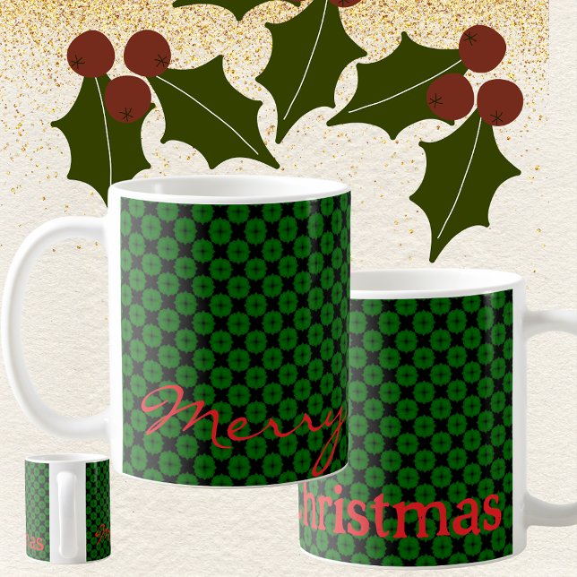 Caneca De Café Xadrez verde de Natal Merry (Criador carregado)