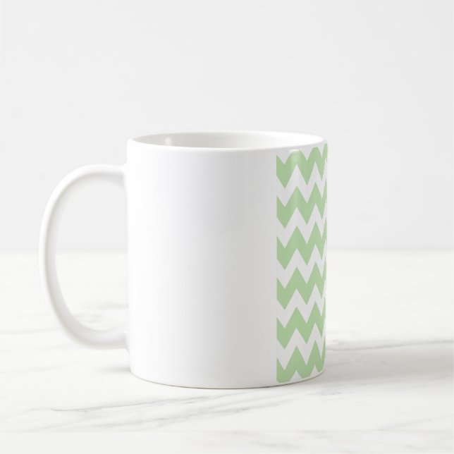 Caneca De Café Xadrez Verde Menta Suave – Ziguezague Branco Limpo (Esquerda)