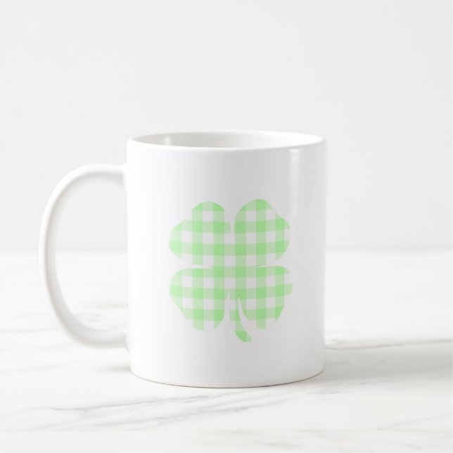 Caneca De Café Xadrez Verde Pastel Trevo (Esquerda)