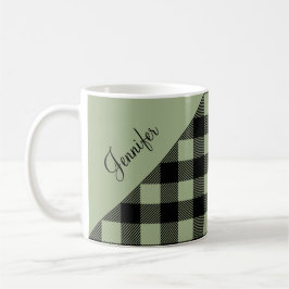 Caneca De Café Xadrez Verde Salvia Personalizado