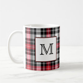 Caneca De Café Xadrez vermelha e preta do monograma