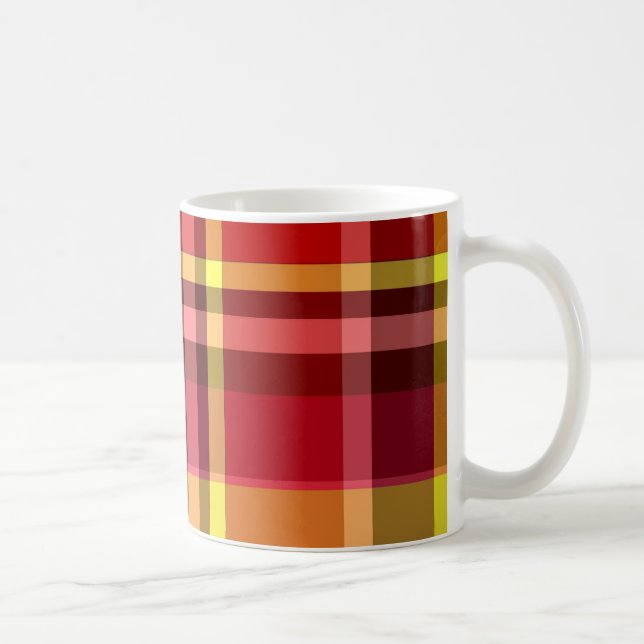 Caneca De Café Xadrez Vermelho Amarelo (Direita)