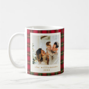 Caneca De Café Xadrez Vermelho Verde Natal Duas Fotos Família Dou