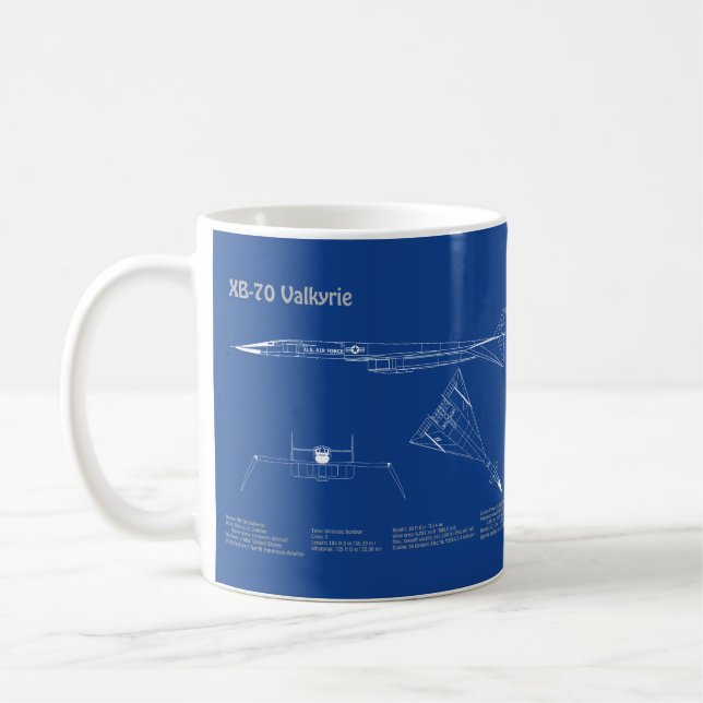 Caneca De Café XB-70 Valkyrie - Planos de avião Blueprint AD (Esquerda)