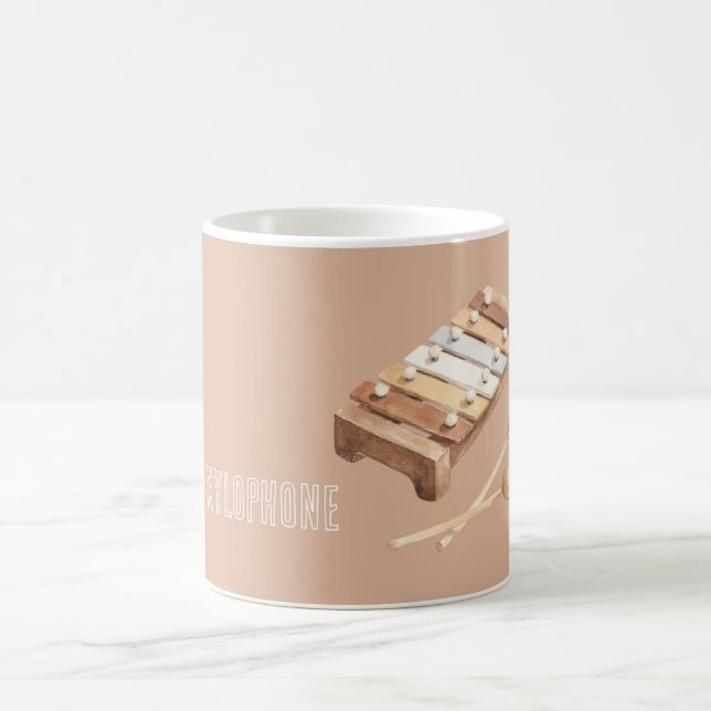 Caneca De Café Xilofone Marrom Bege Branco (Centro)