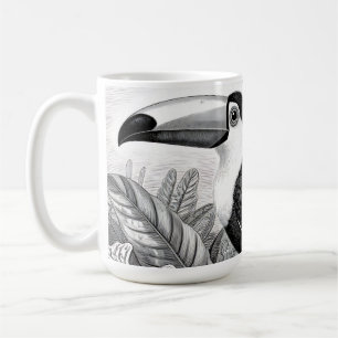 Caneca De Café Xilogravura de Folhagem da Selva de Tucanos