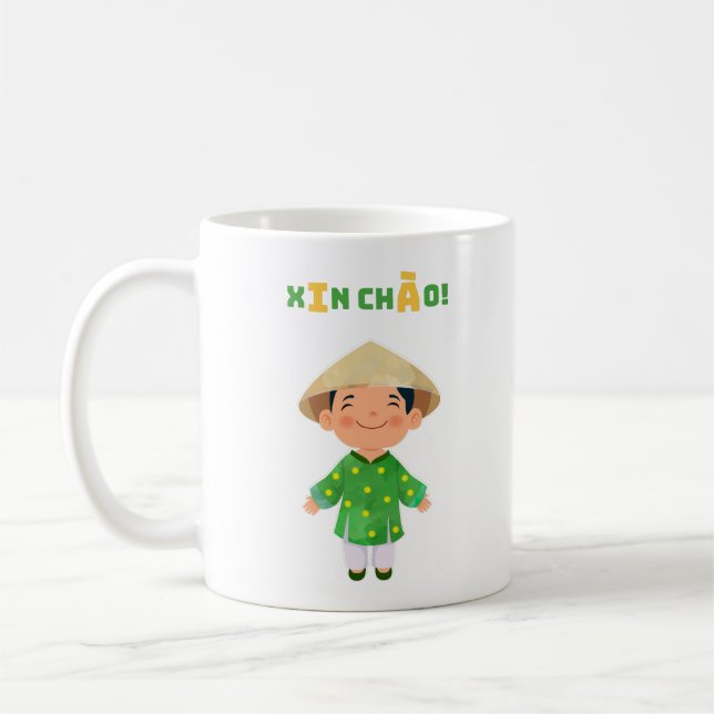 Caneca De Café "Xin Chào!" Mug Vietnamita - Presente para a Cultu (Esquerda)