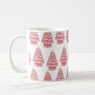 Caneca De Café Xmas Árvores Cerâmicas Cor-de-rosa