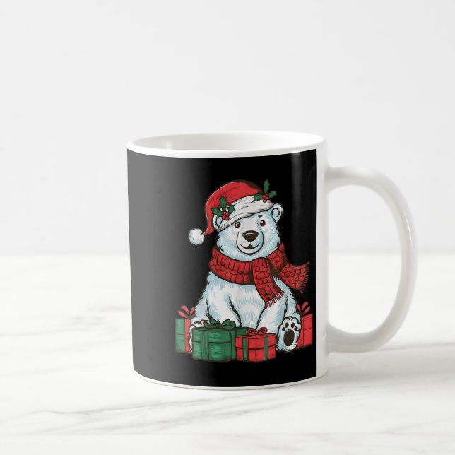 Caneca De Café Xmas Holiday Santa Hat Lar Bear Christmas  (Direita)