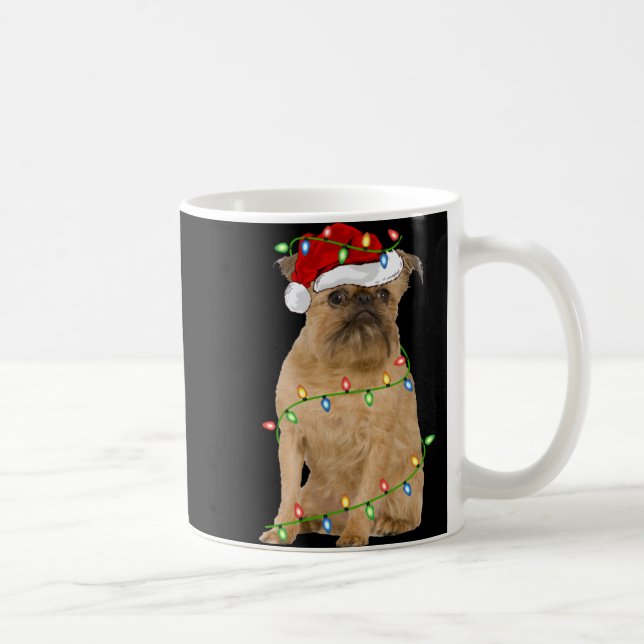 Caneca De Café Xmas Lights Santa Hat Brussels Griffon Dog Christm (Direita)