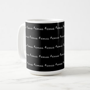 Caneca De Café XMAS Padrão preto e branco