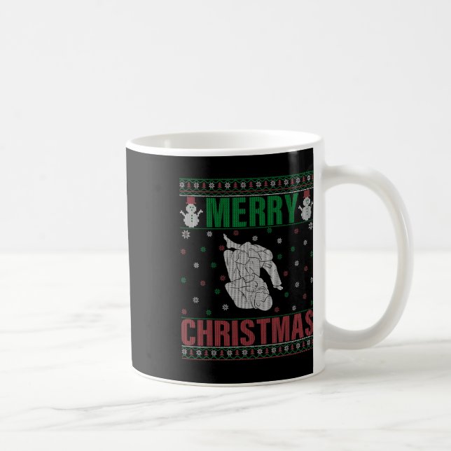 Caneca De Café Xmas Pjs Matando Jiu Jitsu Fighter Ugly Christmas (Direita)