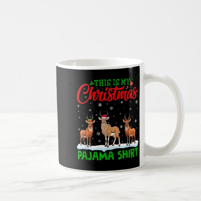 Caneca De Café Xmas Santa Hat Reindeer Antelope Christmas Pajama  (Direita)
