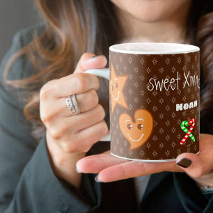 Caneca De Café XmaS Xmãozinho Pals-Candy Cane Texto Personalizad