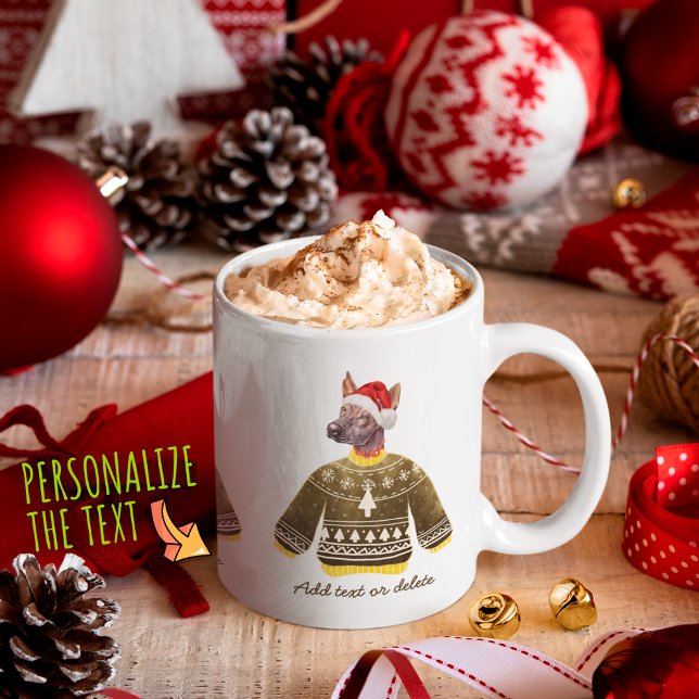Caneca De Café Xoloitzcuintle Vestindo o Cachorro do Xmas Doce Fe (Criador carregado)