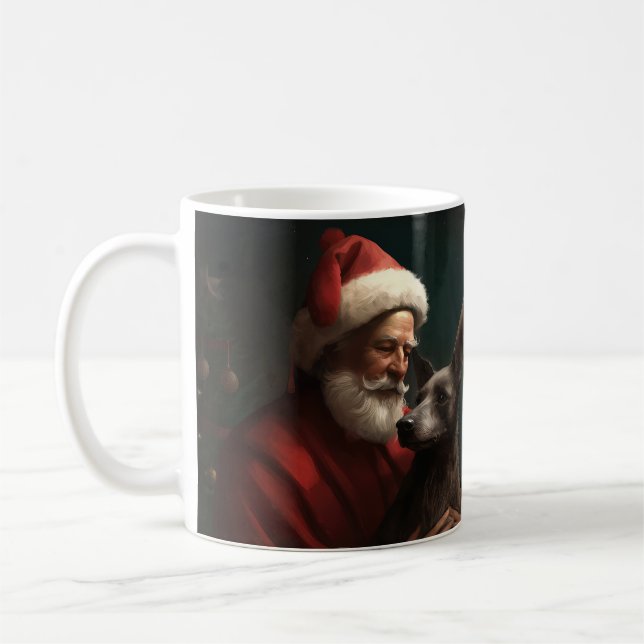 Caneca De Café Xoloitzcuintli com Papai Noel Natal Festivo (Esquerda)