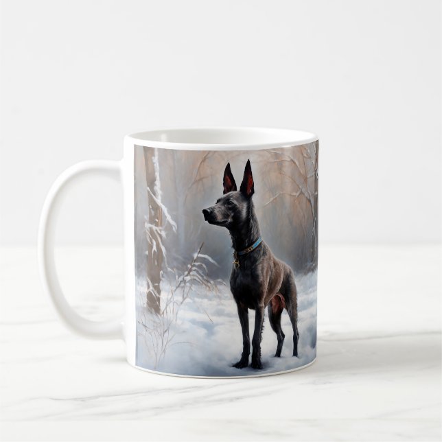Caneca De Café Xoloitzcuintli Deixa-o nevar no Natal (Esquerda)