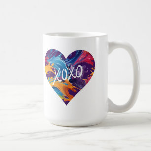 Caneca De Café XOXO Cardíaco Colorido