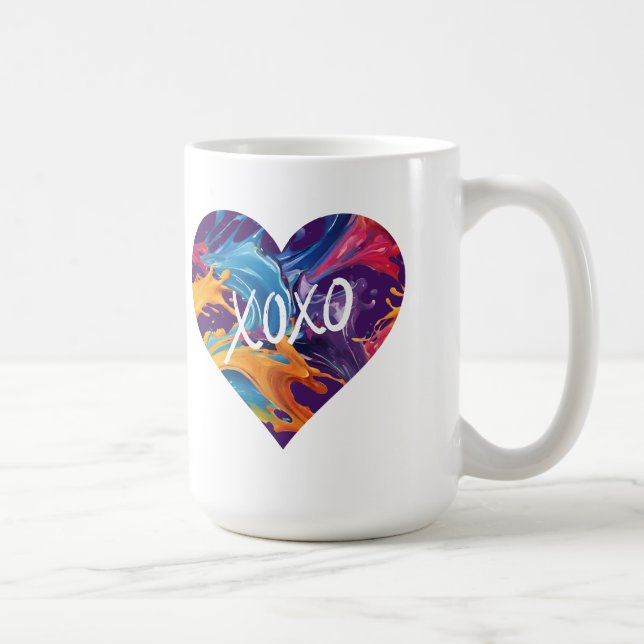 Caneca De Café XOXO Cardíaco Colorido (Direita)