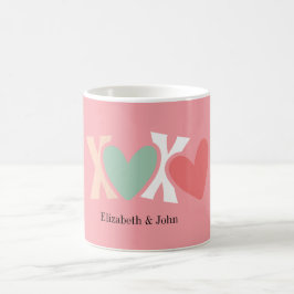 Caneca De Café "XOXO" colorido do Dia dos Namorados
