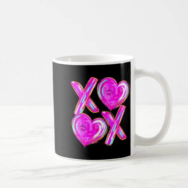 Caneca De Café Xoxo Valentines Day Love Funny Coquette Bow Checke (Direita)