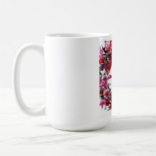 Caneca De Café Y2K Garota Glamour Laço Vermelho Corações de Cromo