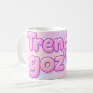 Caneca De Café Y2K Rosa Pastel Letra Bolha 3D na Moda
