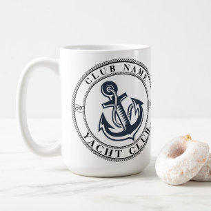 Caneca De Café Yacht clube de iate de Âncora Náutica Azul Nome da