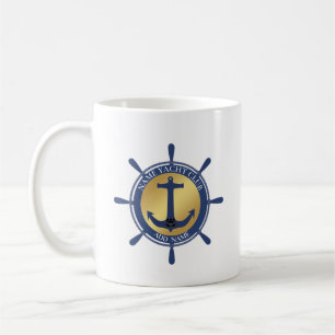 Caneca De Café Yacht clube de iate de Âncora Náutica Azul Nome da