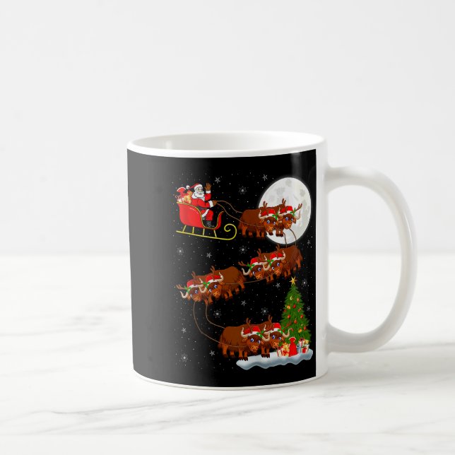 Caneca De Café Yak Santa Sleigh Flying Funny Magical Christmas Ta (Direita)