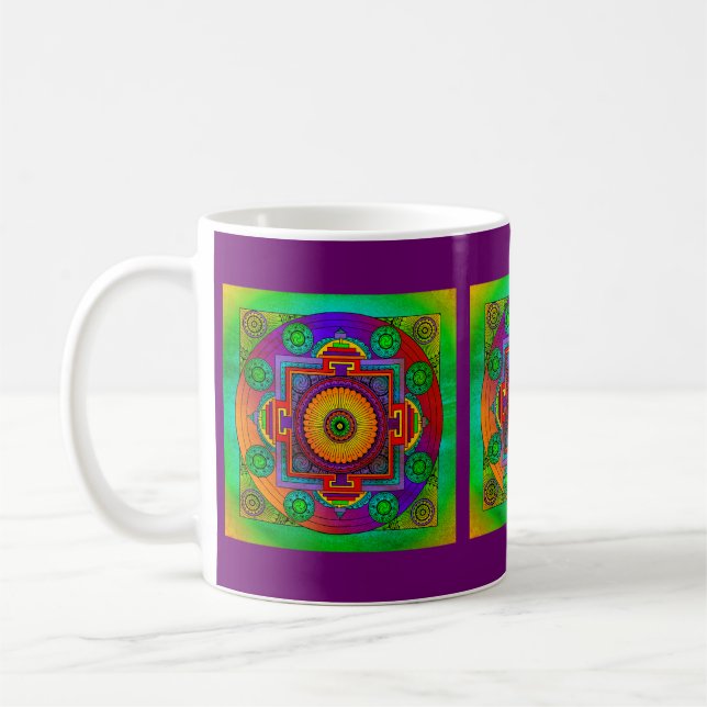 Caneca De Café YANTRA - roda do excelente - violeta verde (Esquerda)