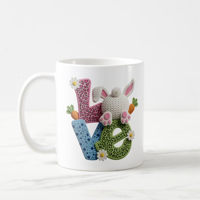 Caneca De Café Yarn Crochet Easter Love Cute Handmade Aesthetic  (Esquerda)