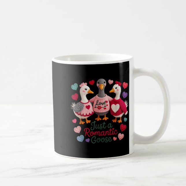 Caneca De Café Yarn Funny Valentine Just A Romantic Goose Hearts  (Direita)