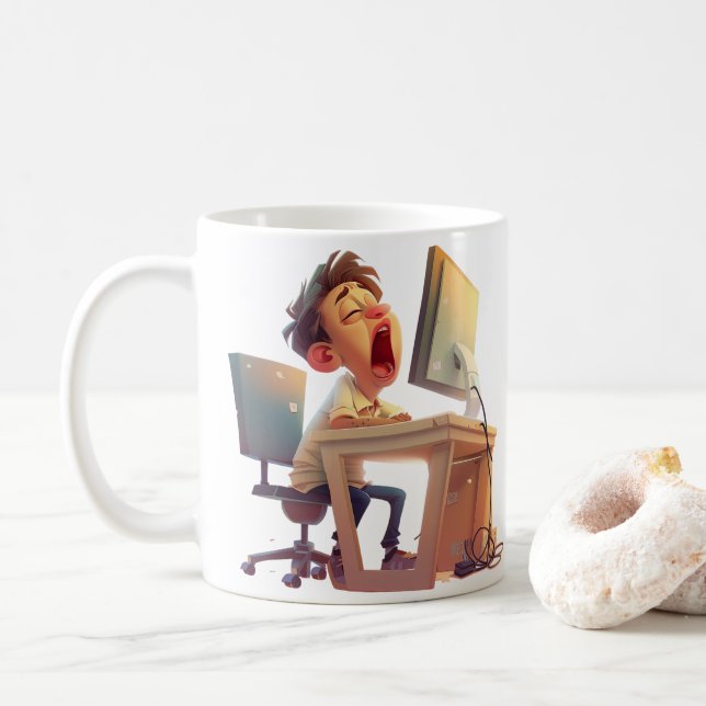 Caneca De Café Yawn for coffee! For Him (Com Donut)