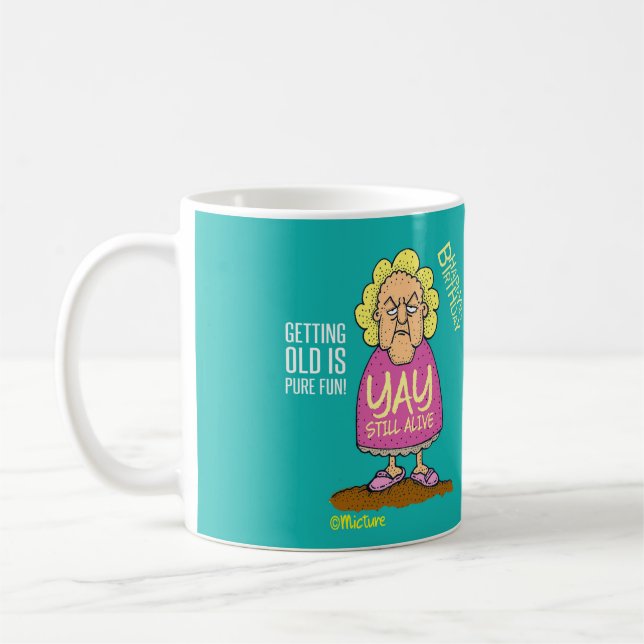 Caneca De Café Yay, ainda vivo - desenhos animados mal-humorados (Esquerda)