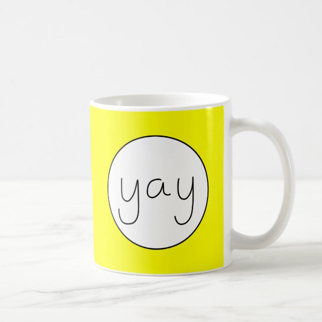 Caneca De Café YAY Happy Uplifting Manuscrito Personalizável Cor (Direita)