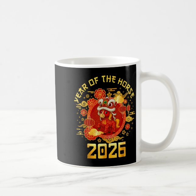 Caneca De Café Year Of The Horse 2026 Family Matching Mens Womens (Direita)
