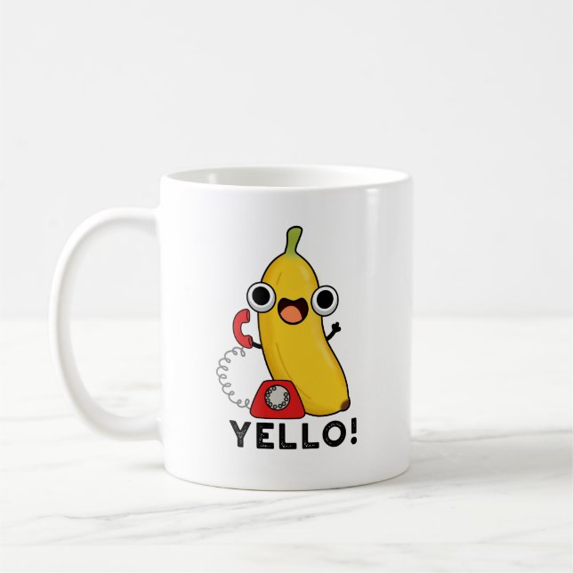 Caneca De Café Yello Funny Fruta Yellow Banana Pun (Esquerda)