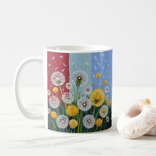Caneca De Café Yellow and White Dandelions  (Com Donut)