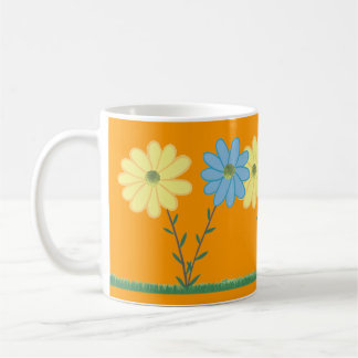 Caneca De Café Yellow & Blue Daisy Flowers Custom Mugs
