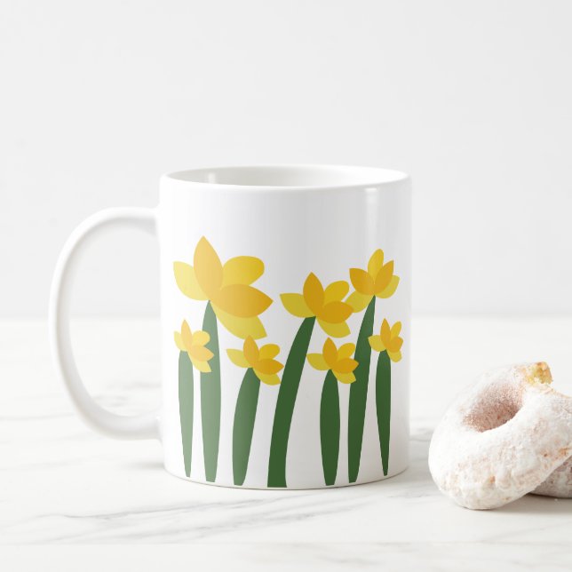Caneca De Café Yellow Daffodil Floral Flower (Com Donut)