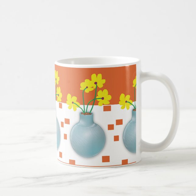 Caneca De Café Yellow Daisies in a Blue Vase (Direita)