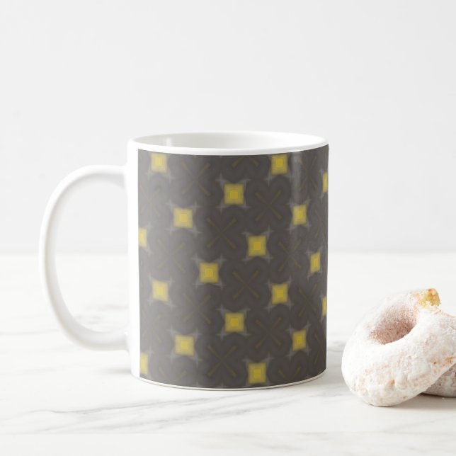 Caneca De Café Yellow geometric motifs on grey coffee mug (Com Donut)